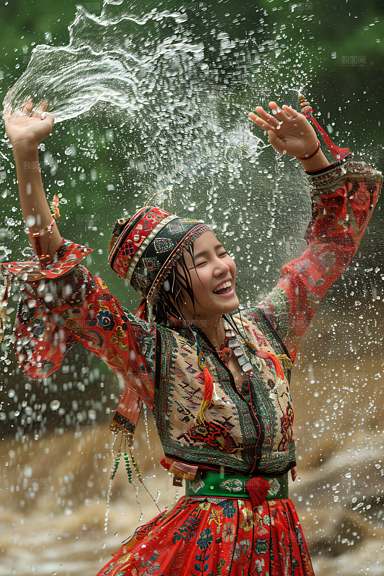 泼水节傣族节日摄影图