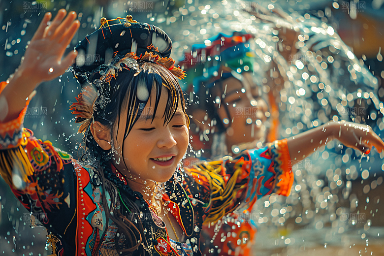 泼水节活动祝福摄影图