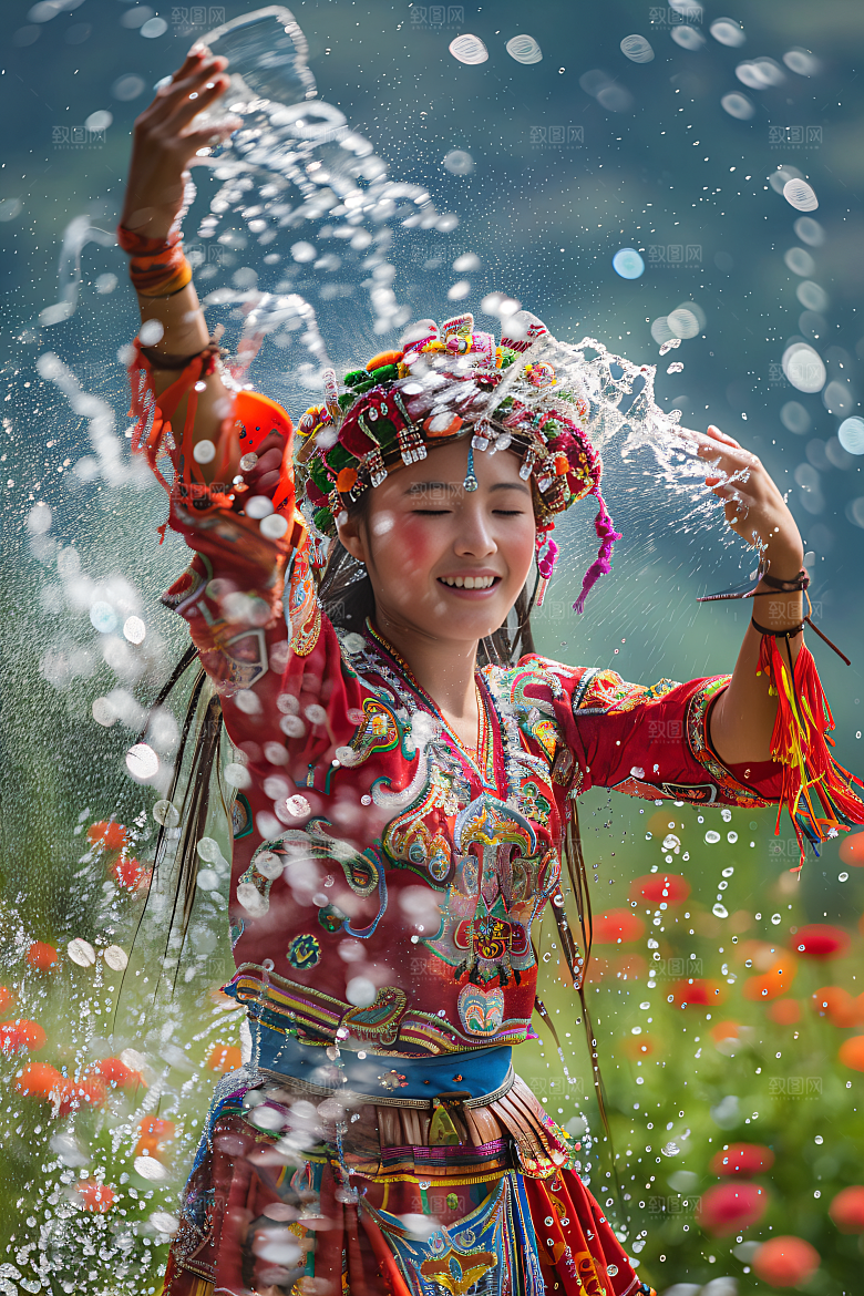 泼水节自然欢乐摄影图