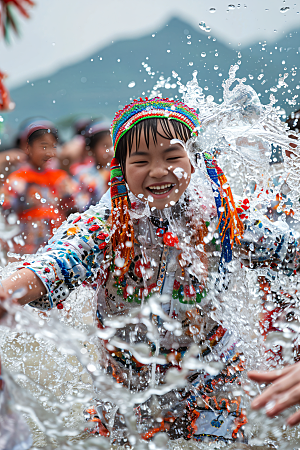 泼水节傣族少数民族摄影图