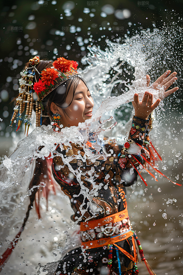 泼水节场景活动摄影图