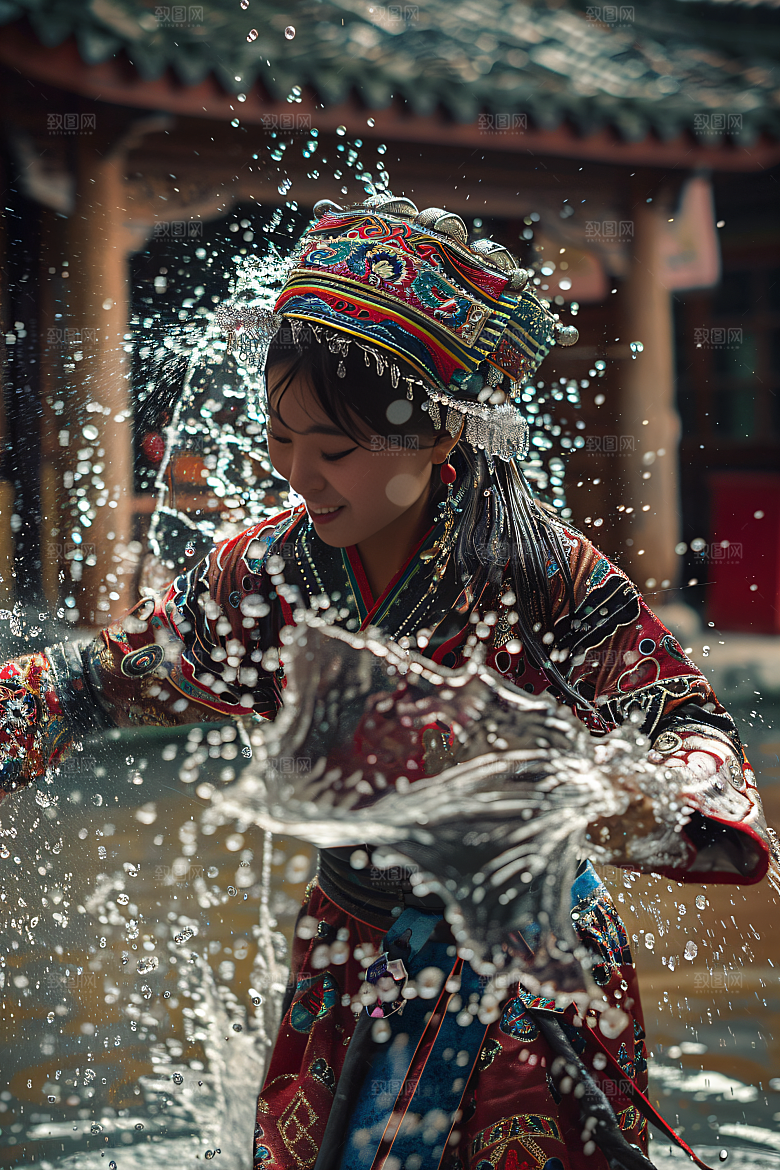 泼水节欢乐活动摄影图