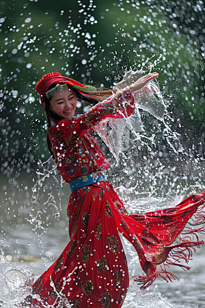 泼水节节庆少数民族摄影图