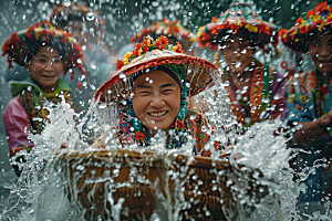 泼水节节庆活动摄影图