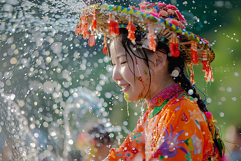 泼水节活动场景摄影图