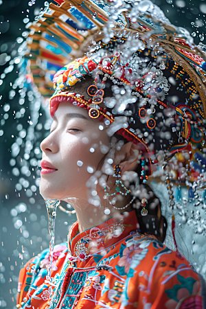 泼水节少数民族傣族摄影图