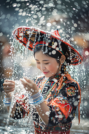 泼水节高清傣族摄影图