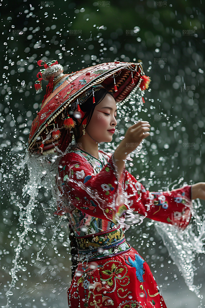 泼水节祝福节庆摄影图