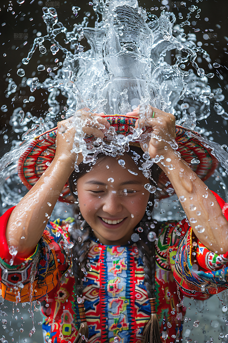 泼水节欢乐少数民族摄影图