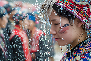 泼水节欢乐傣族摄影图