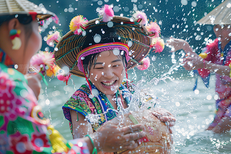 泼水节傣族庆祝摄影图