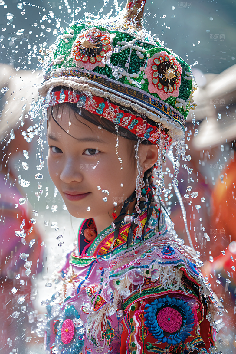 泼水节节日场景摄影图