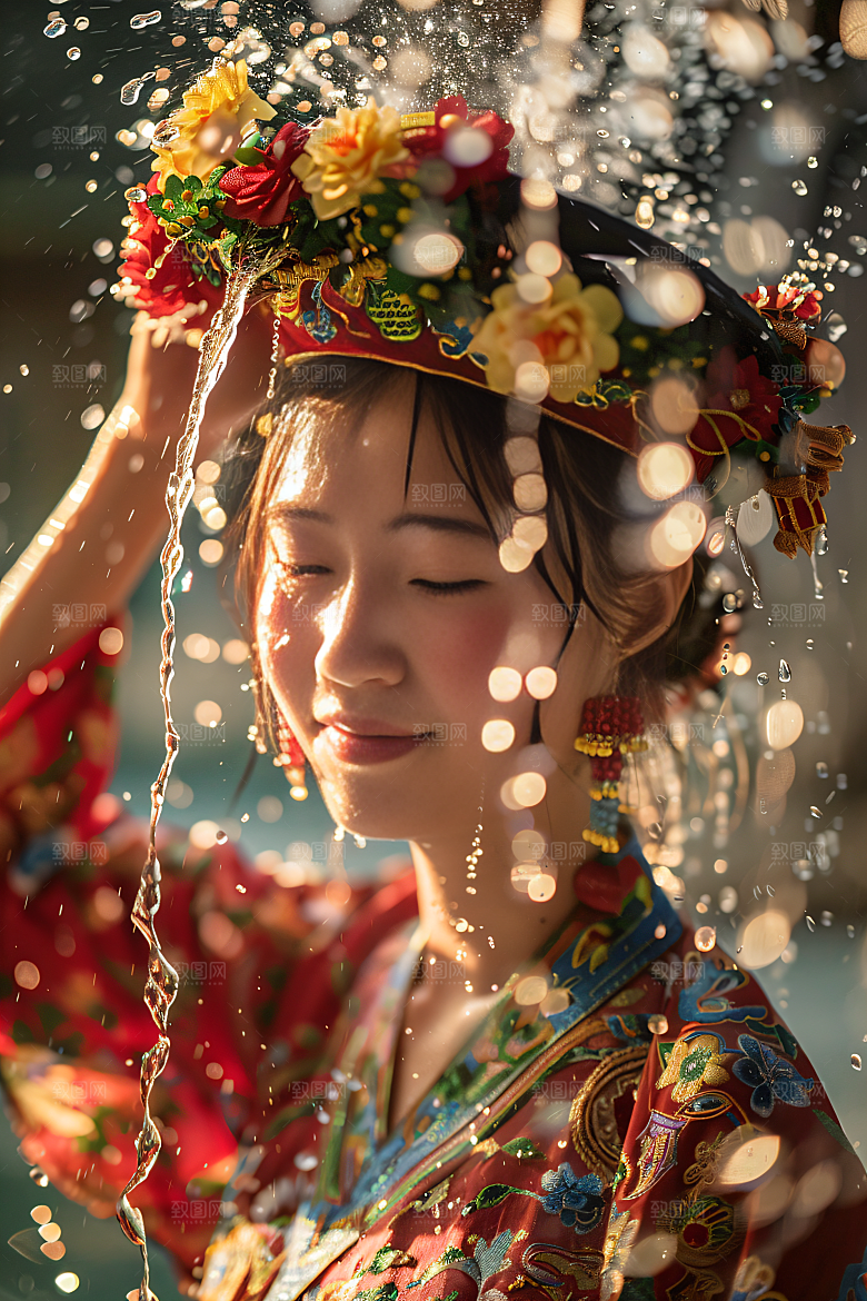 泼水节欢乐场景摄影图