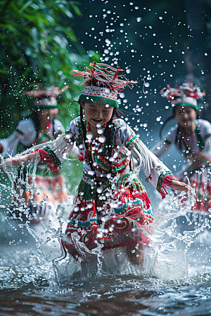 泼水节傣族活动摄影图