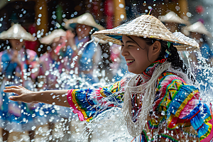 泼水节傣族欢乐摄影图