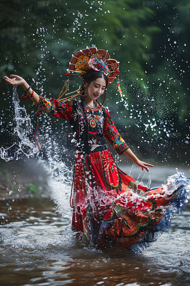 泼水节节庆云南摄影图