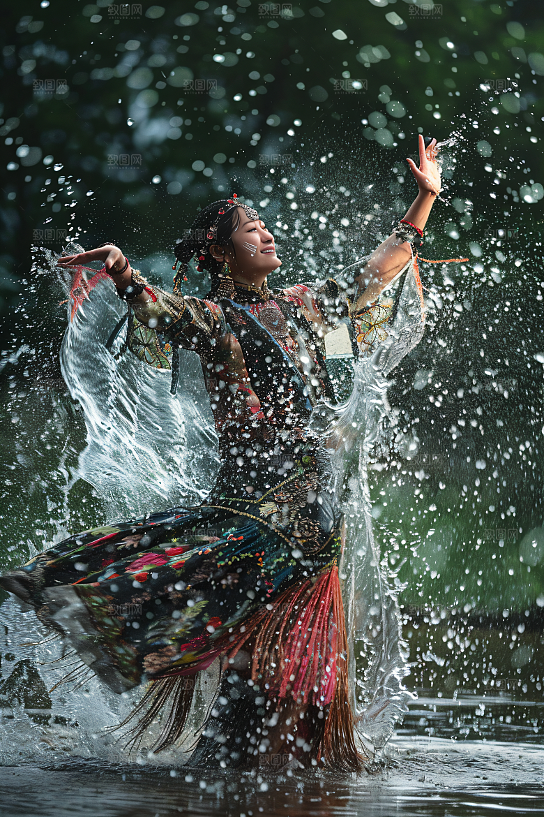 泼水节庆祝自然摄影图