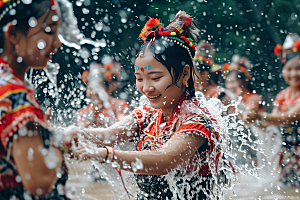 泼水节傣族节庆摄影图