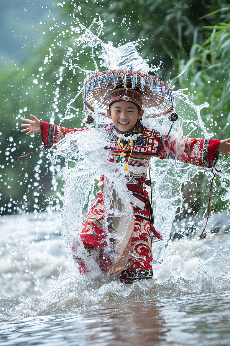 泼水节节日场景摄影图