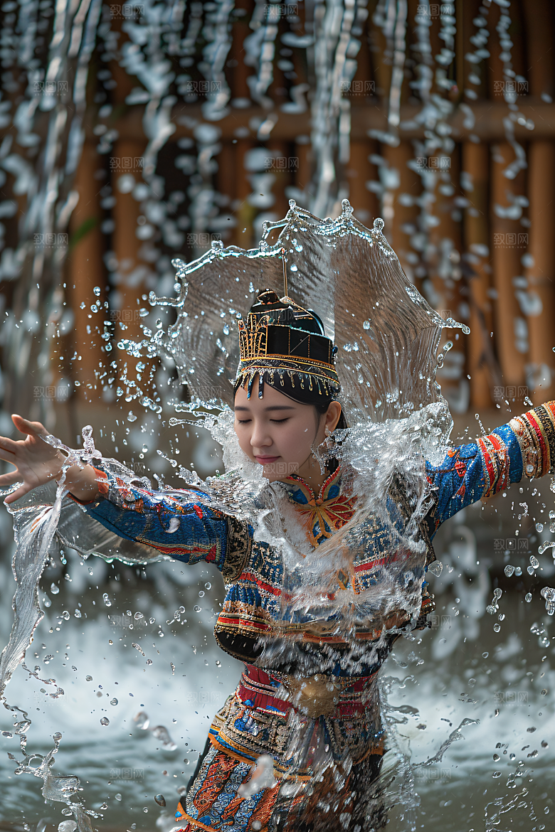泼水节自然欢乐摄影图