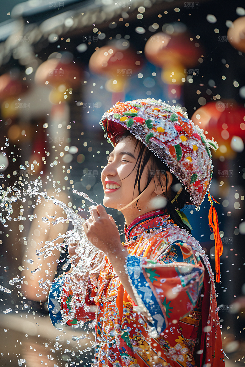 泼水节自然场景摄影图