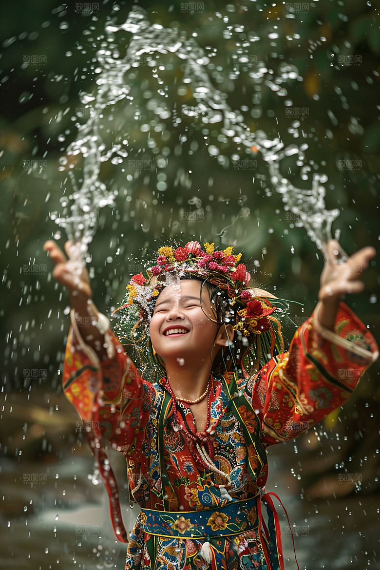 泼水节云南祝福摄影图