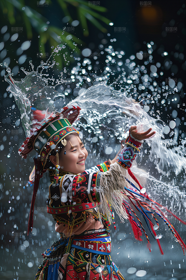 泼水节节日场景摄影图