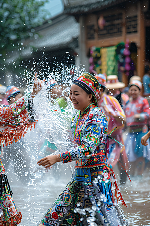 泼水节庆祝云南摄影图
