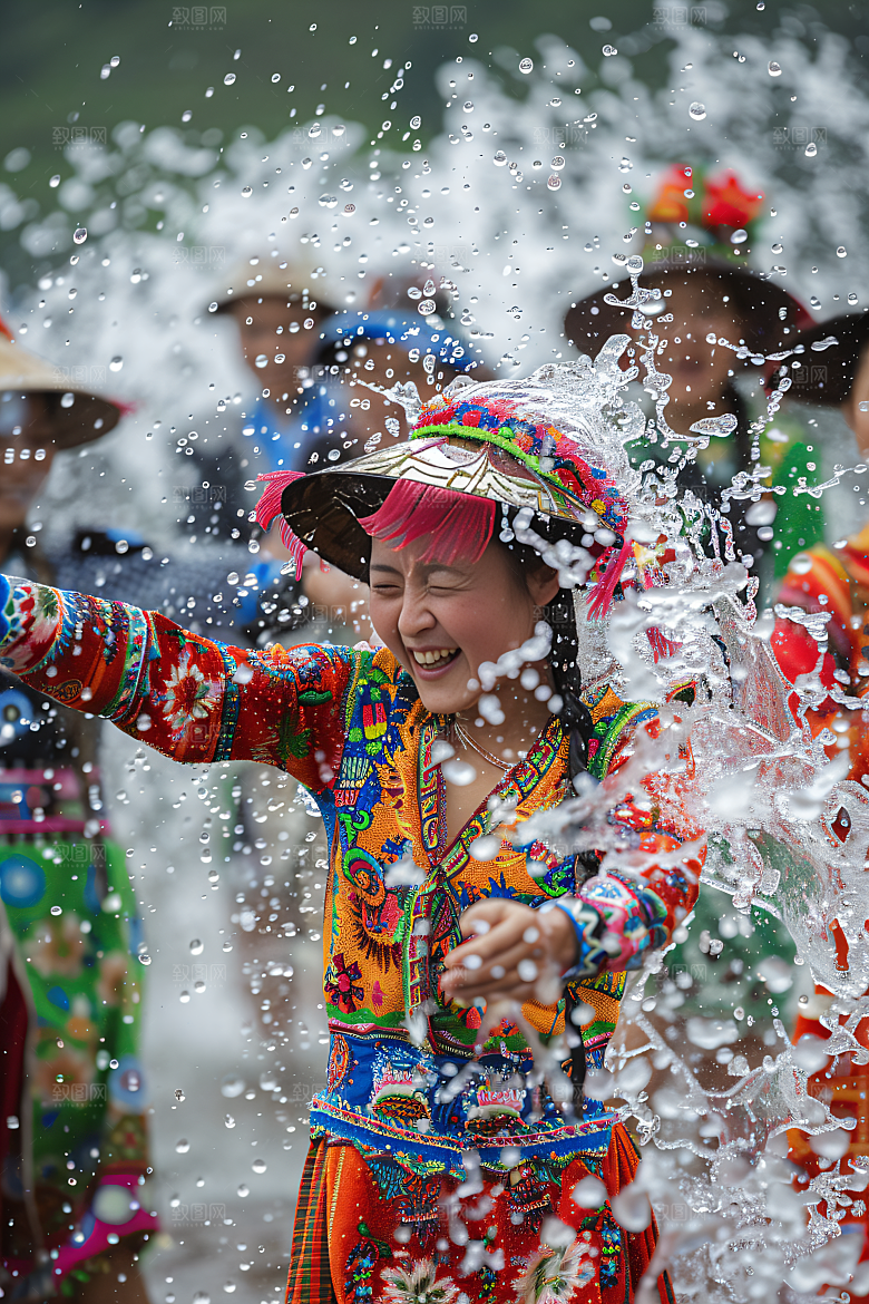 泼水节节庆节日摄影图