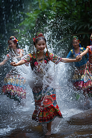 泼水节自然傣族摄影图