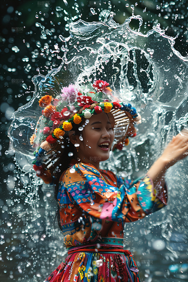 泼水节自然节庆摄影图