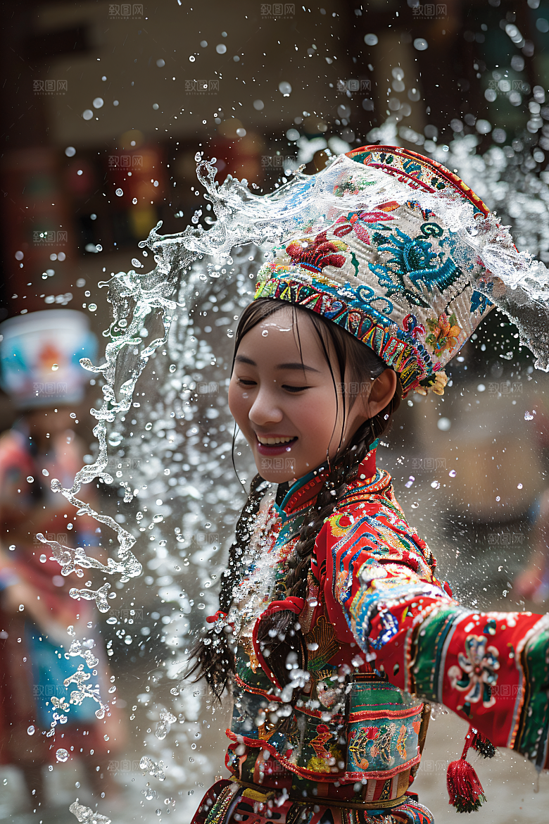 泼水节欢乐庆祝摄影图