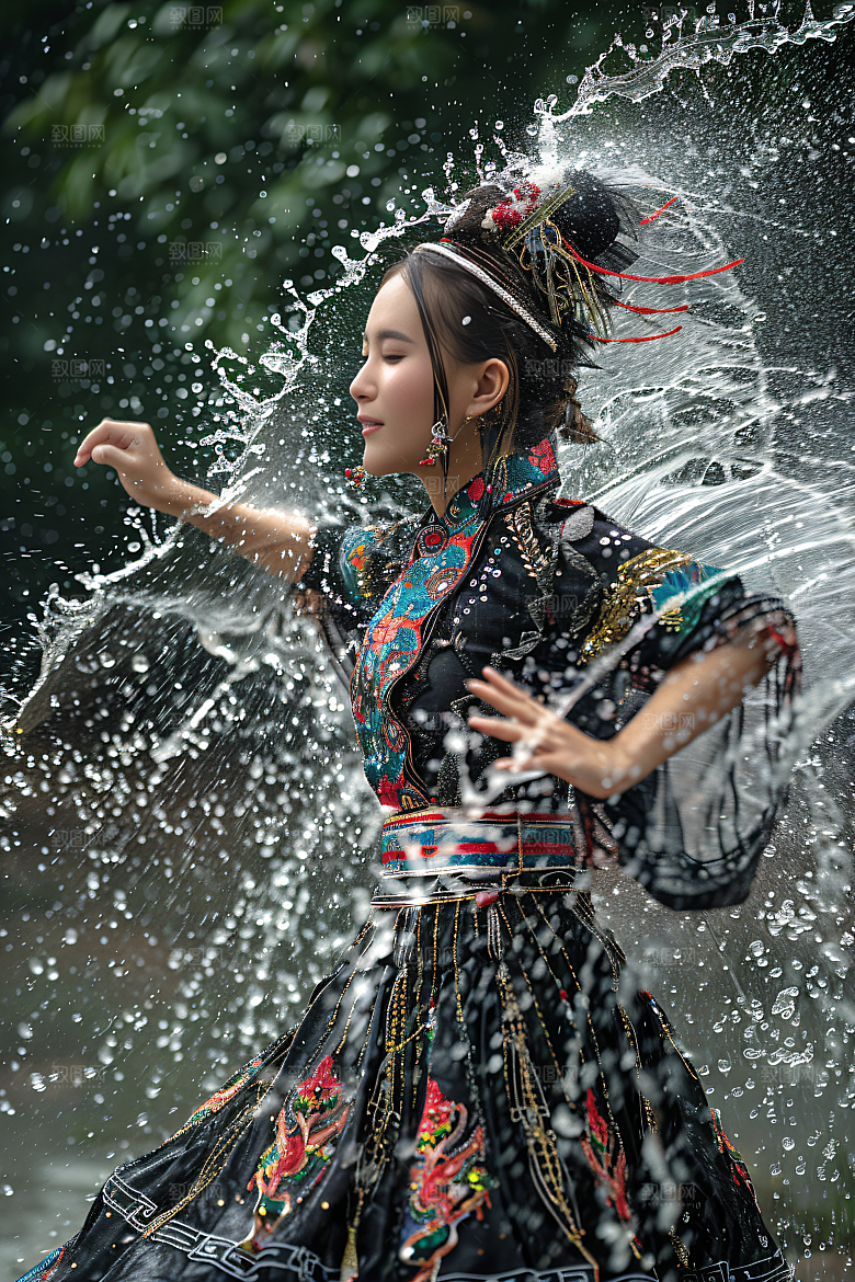 泼水节节庆活动摄影图