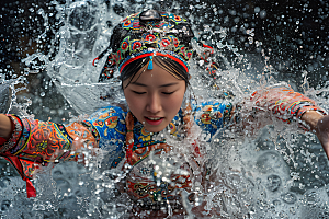 泼水节云南少数民族摄影图