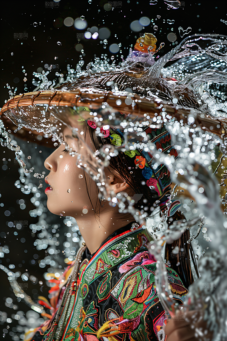 泼水节祝福自然摄影图