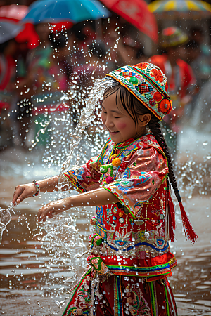 泼水节云南祝福摄影图