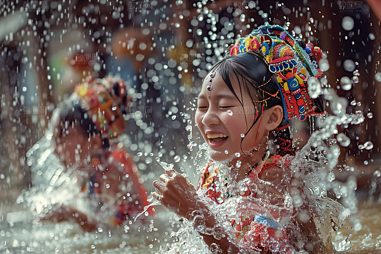 泼水节欢乐庆祝摄影图