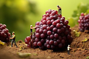 葡萄种植美味微距小人