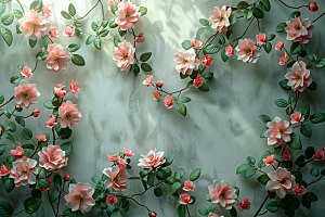 蔷薇花自然藤月摄影图