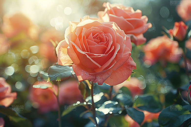 蔷薇花花朵藤月摄影图