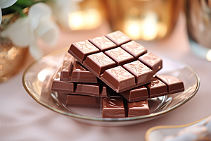 巧克力丝滑甜品摄影图