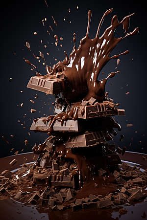 巧克力飞溅巧克力融化情人节素材