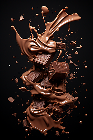 巧克力飞溅巧克力融化高清素材
