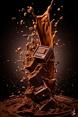 巧克力飞溅甜食巧克力融化素材