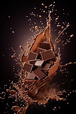 巧克力飞溅美食巧克力融化素材