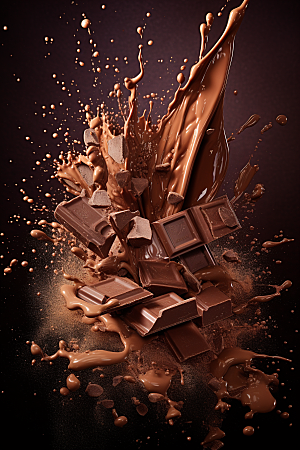 巧克力飞溅甜食美食素材