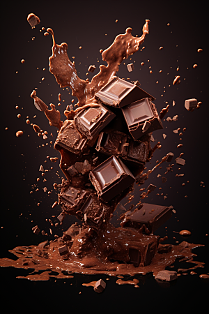 巧克力飞溅美味零食素材