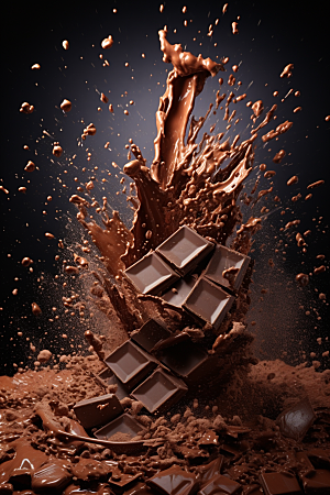 巧克力飞溅巧克力融化高清素材