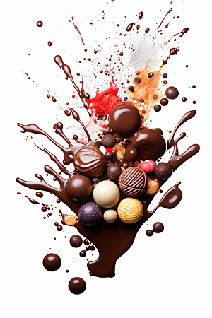 巧克力飞溅巧克力融化美食素材