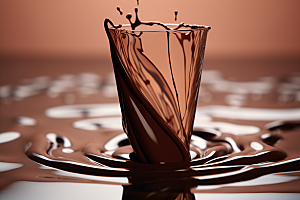 融化的巧克力可可巧克力酱摄影图